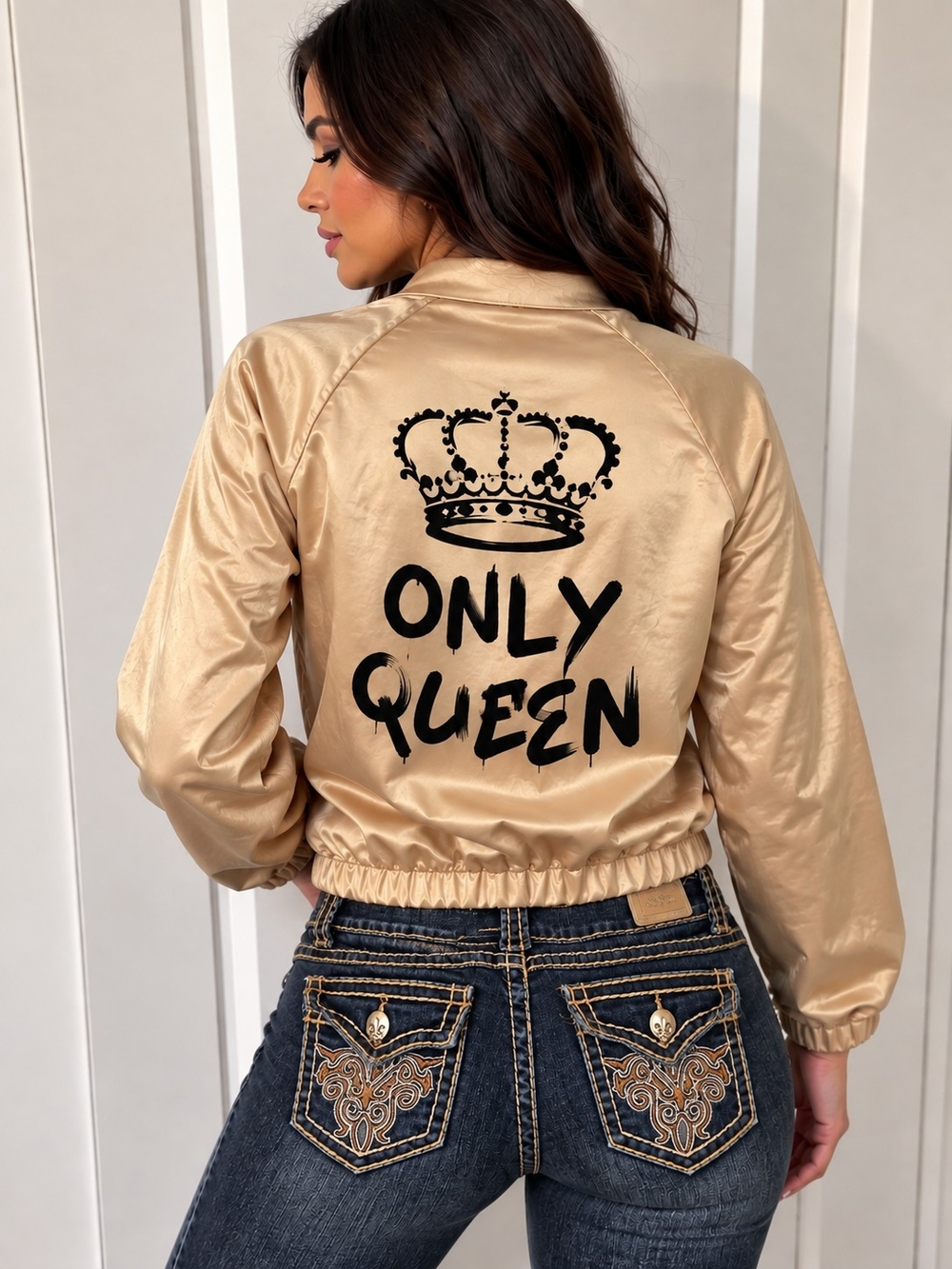 Only Queen Satin Bomber Jacket - Gold